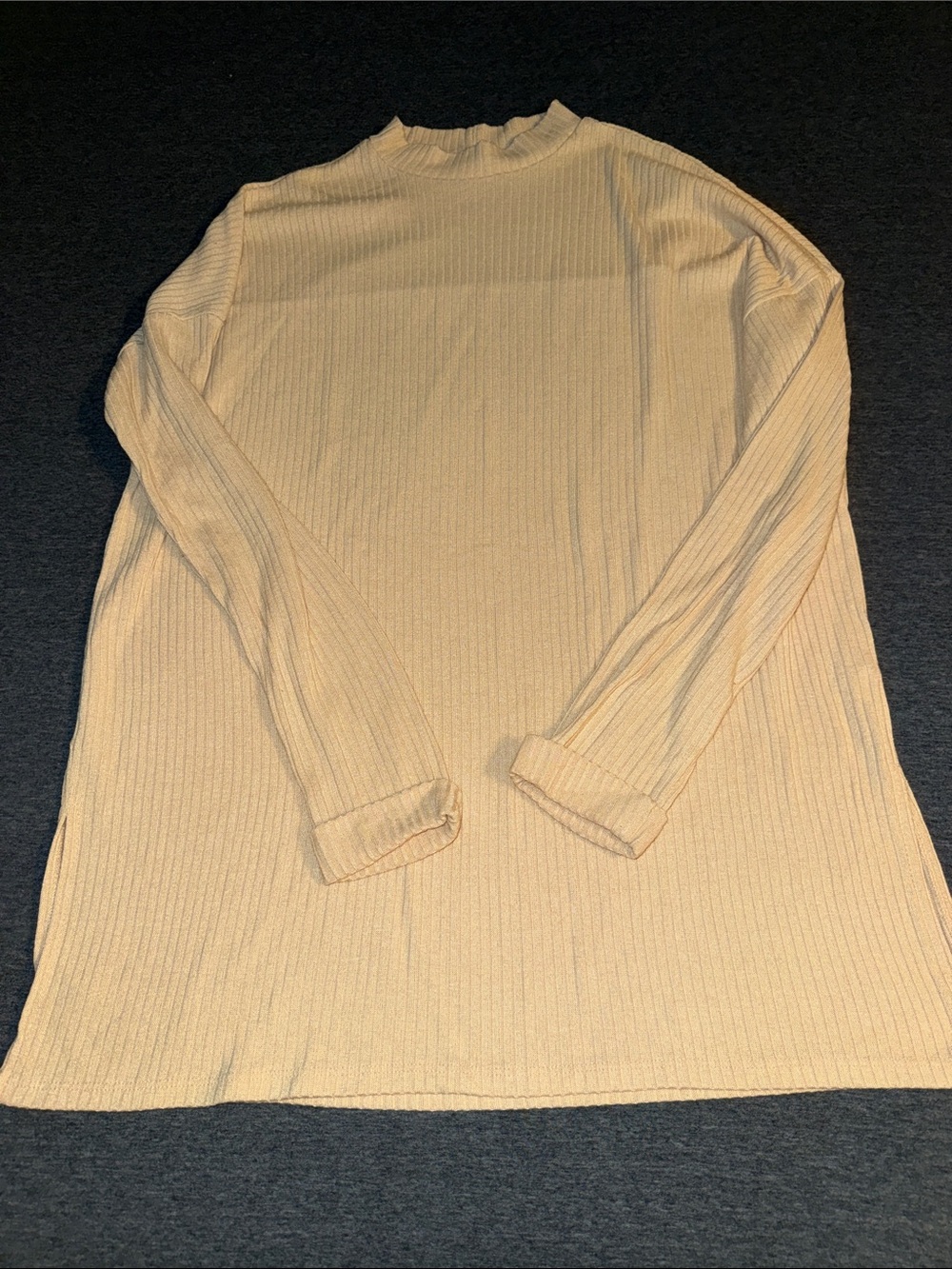 Cherish Cream Ribbed Mock Neck Long-Sleeve Sweater